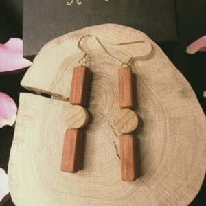 Bijoux bois artisanal naturel design bois noble précieux boucle d’oreilles pendantes