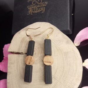 Bijoux bois artisanal naturel design bois noble précieux boucle d’oreilles pendantes