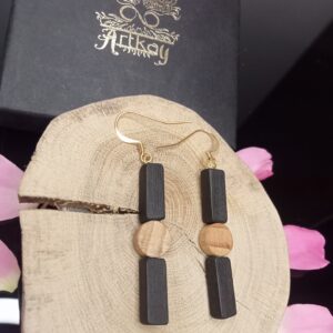 Bijoux bois artisanal naturel design bois noble précieux boucle d’oreilles pendantes